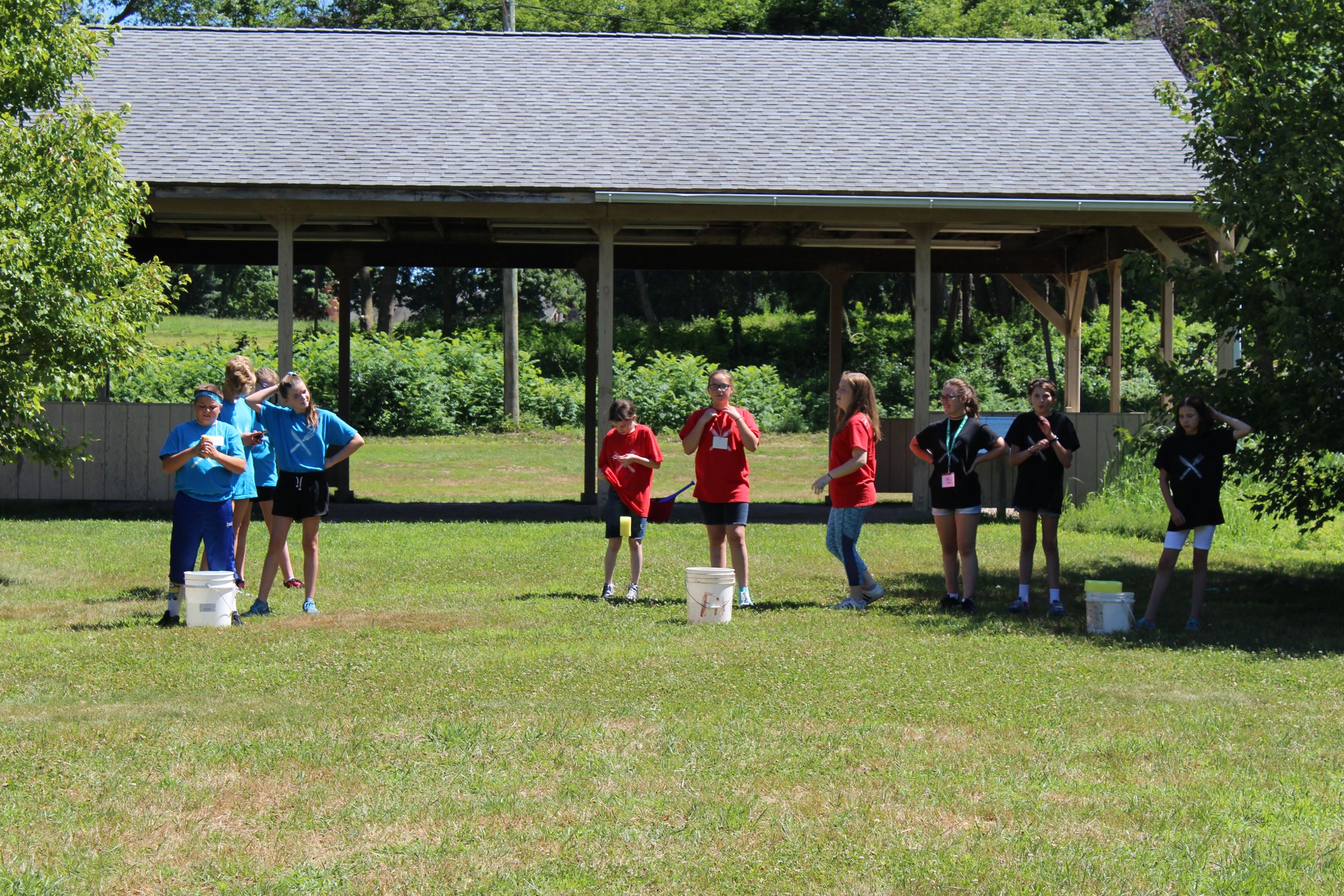 Teams getting ready to play